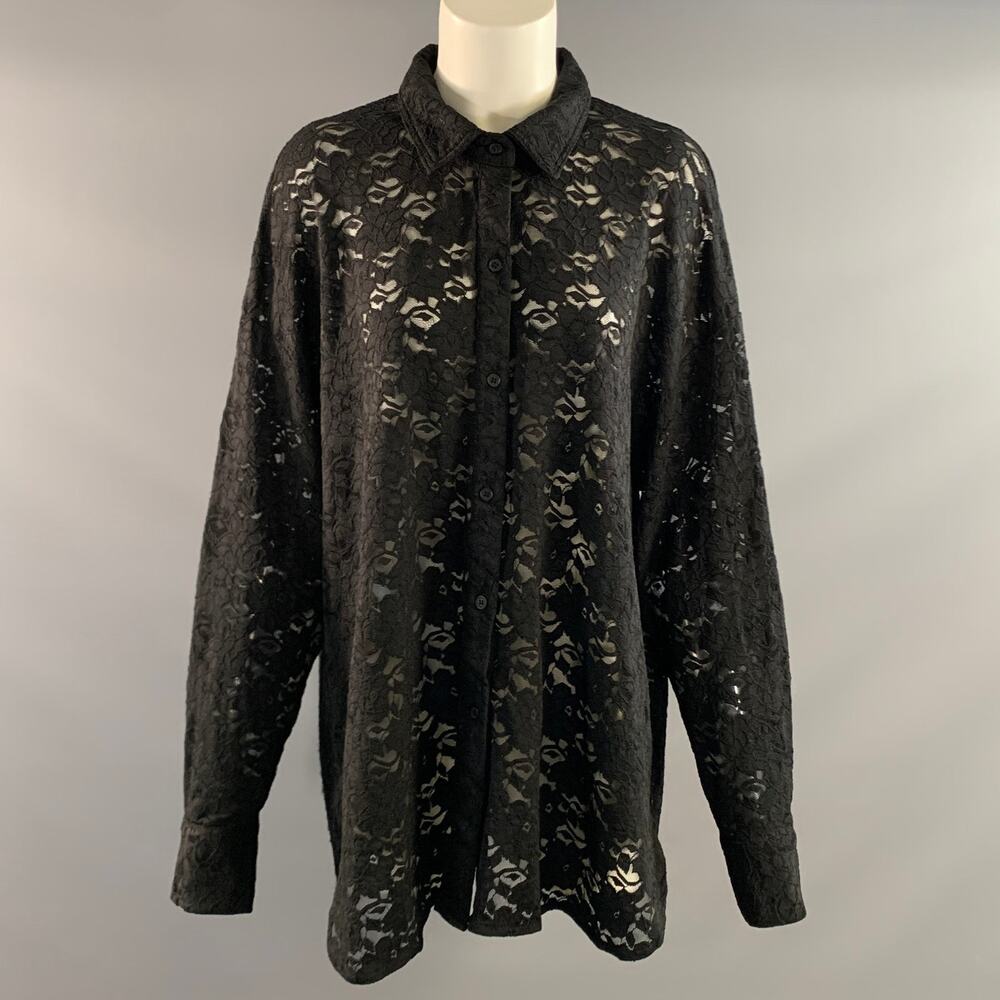 DISSH Size M Black Lace Button Up Shirt